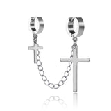 1 Piece Punk Stainless Steel Drop Hoop Earrings For Men/Women Ear Circle Buckle Tassel Chain Hip Hop Gothic Unisex Jewelry Gifts