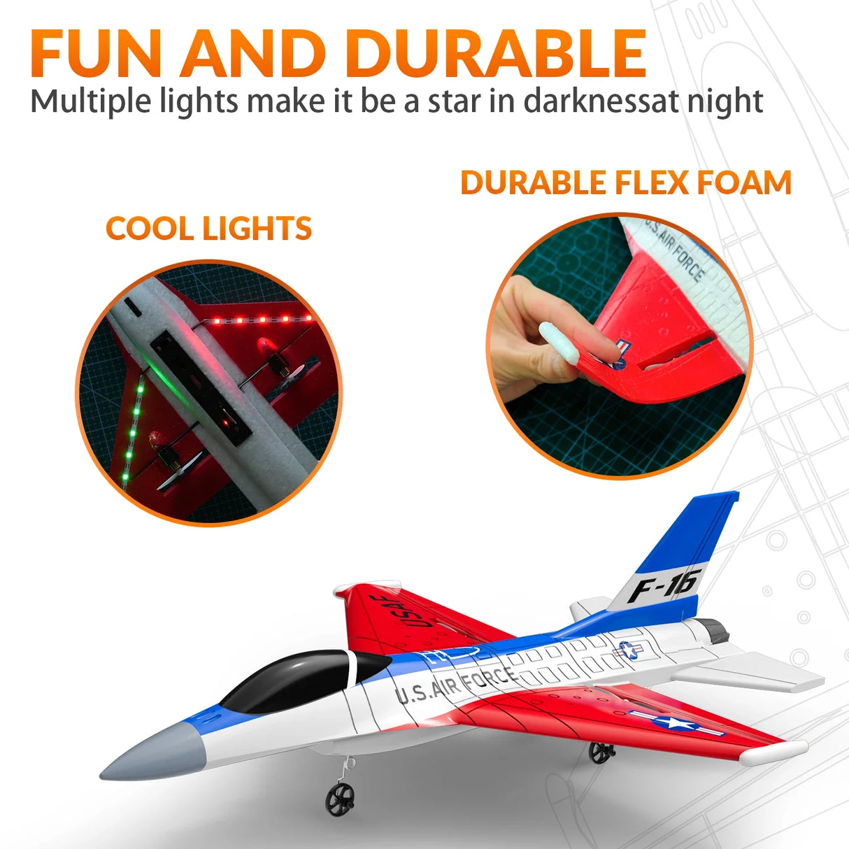 F16 Falcon 2.4G 2CH RC Plane Fixed Wing RC Fighter With Cool Lights Foam Toys Airplane Gifts For Boys