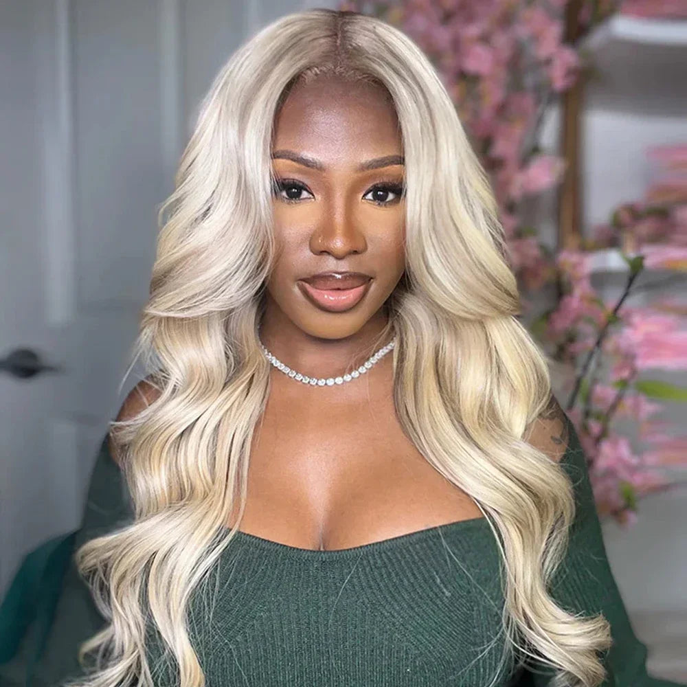 Ash Honey Blonde Lace Front Wig 13x4 Synthetic Hair HD Transparent 613 Colored Lace Frontal Wigs For Women Highlight Wig Cosplay