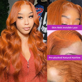 Ginger Orange 13x6 HD Lace Front Wigs Human Hair Bone Body Wave 13x4 Human Hair Lace Frontal Wigs Transparent Lace Wig For Women