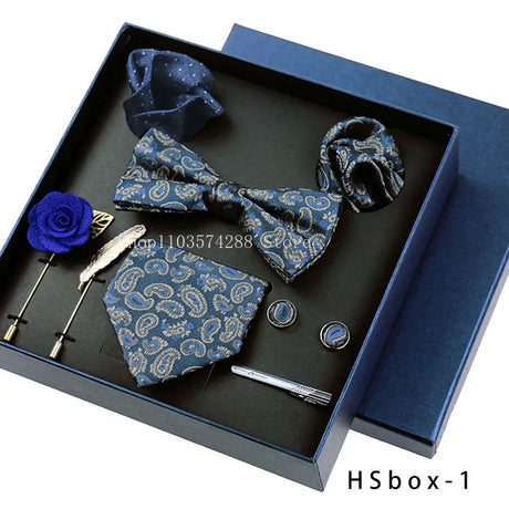 Luxury High Grade Mens Tie Set Nice Gift Box Silk Tie Necktie Set 8pcs Inside Packing Festive Present Pocket Squares