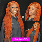 13x4 Deep Wave Orange Ginger Lace Front Wigs Human Hair For Women 13x6 Hd Glueless Lace Frontal Wig 4x4 Closure Human Hair Wig