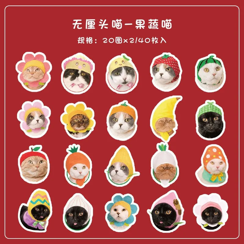 40 Pcs Cute Cat Stickers Kawaii Kitty Sticker Waterproof Cats Vinyl Decals Funny Kitten Decor For Decorations Scrapbook Journal