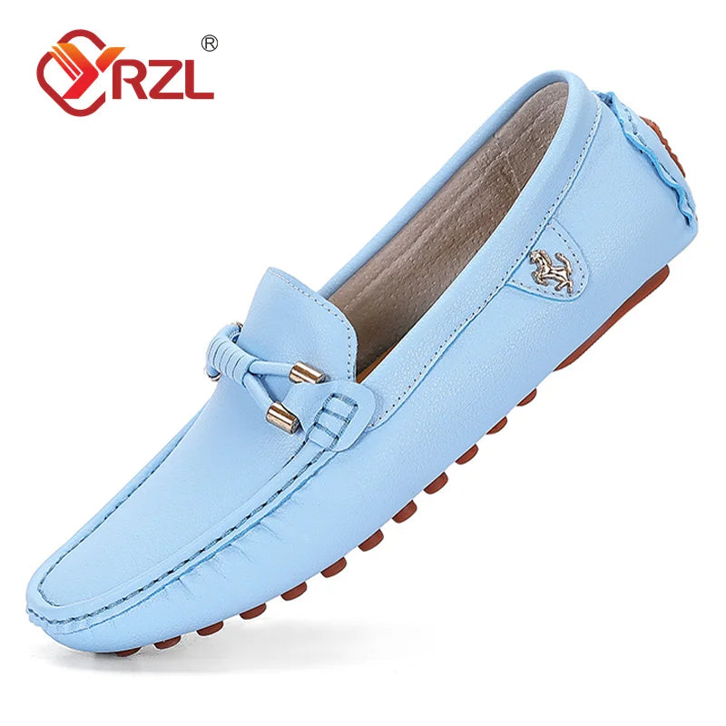 YRZL Loafers Men Handmade Leather Shoes Casual Driving Flats Slip-on Shoes Luxury Comfy Moccasins Shoes for Men Plus Size 37-48