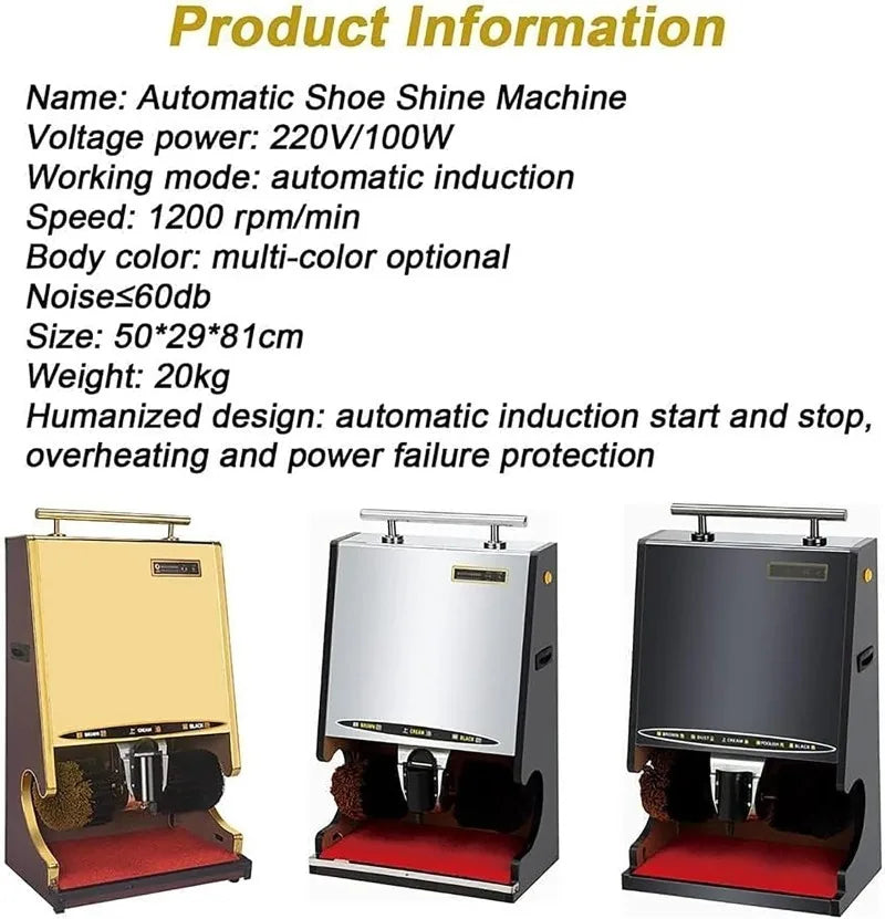 Electric Shoe Shine Polisher, Shoe Polisher Machine, Automatic Induction/Double Combination Brush/Overheating