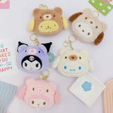 12cm Sanrio Kawaii My Melody Kuromi Cinnamoroll Kt Cat Plush Toy Keychains Small Pendant Coin Purse headphones storage bag