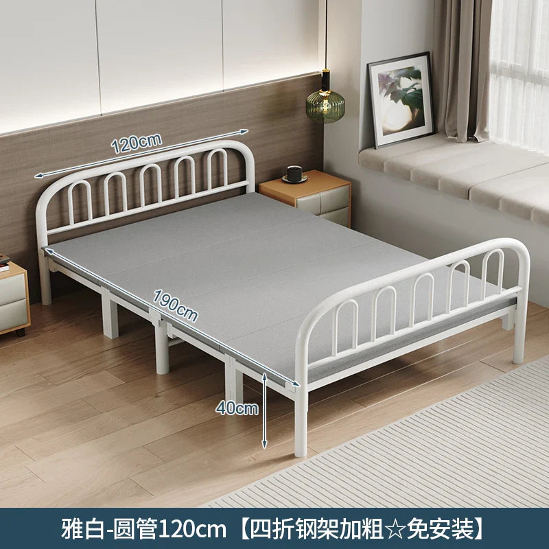 Double Bedroom Bed Children Luxury Folding Headboards Girls Portable Bed Frame Metal Japanese Cama Individual Home Furniture