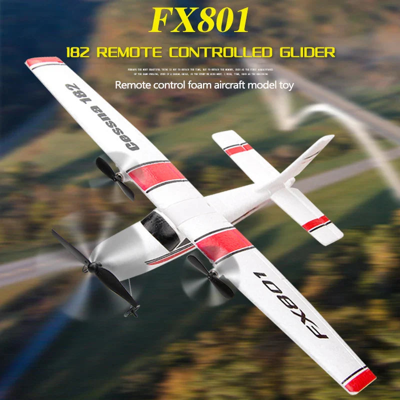 Fx801 Remote Control Aircraft Cessna 182 Fixed-Wing Remote Control Foam Aircraft Model RC Airplane Toys Glider Practice RTF