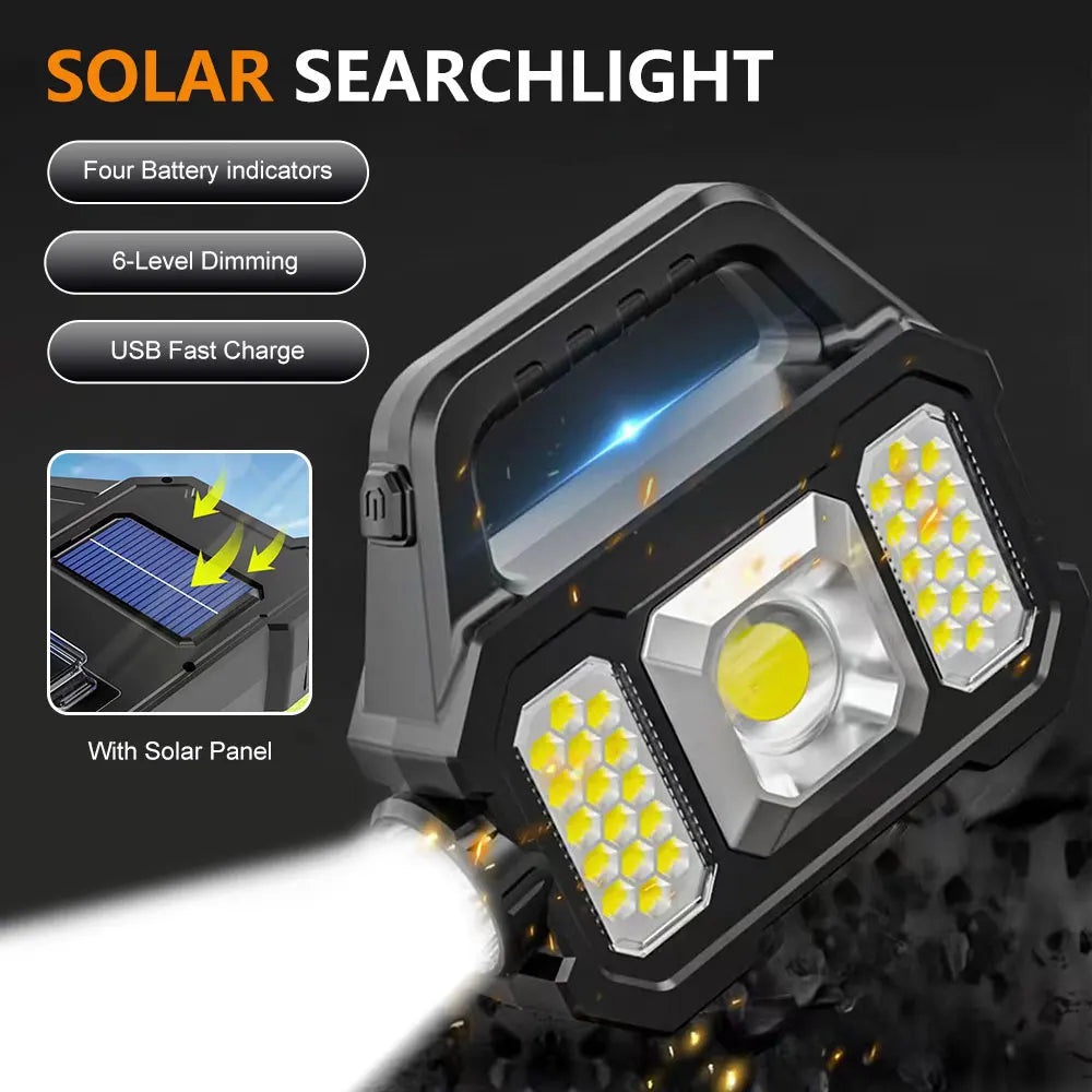 Solar Lantern Super Bright Solar LED Camping Flashlight With COB Work Lights USB Rechargeable Handheld Solar Powered Lanterns