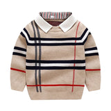 1-8T Toddler Kid Boy Sweater Spring Winter Clothes Warm Pullover Top Long Sleeve Plaid Sweater Girl Fashion Gentleman Knitwear