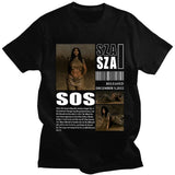 Rapper SZA CTRL X SOS Album Print T-Shirt Plus Size Retro Punk Universal Oversized Hip Hop Harajuku Cotton Streetwear