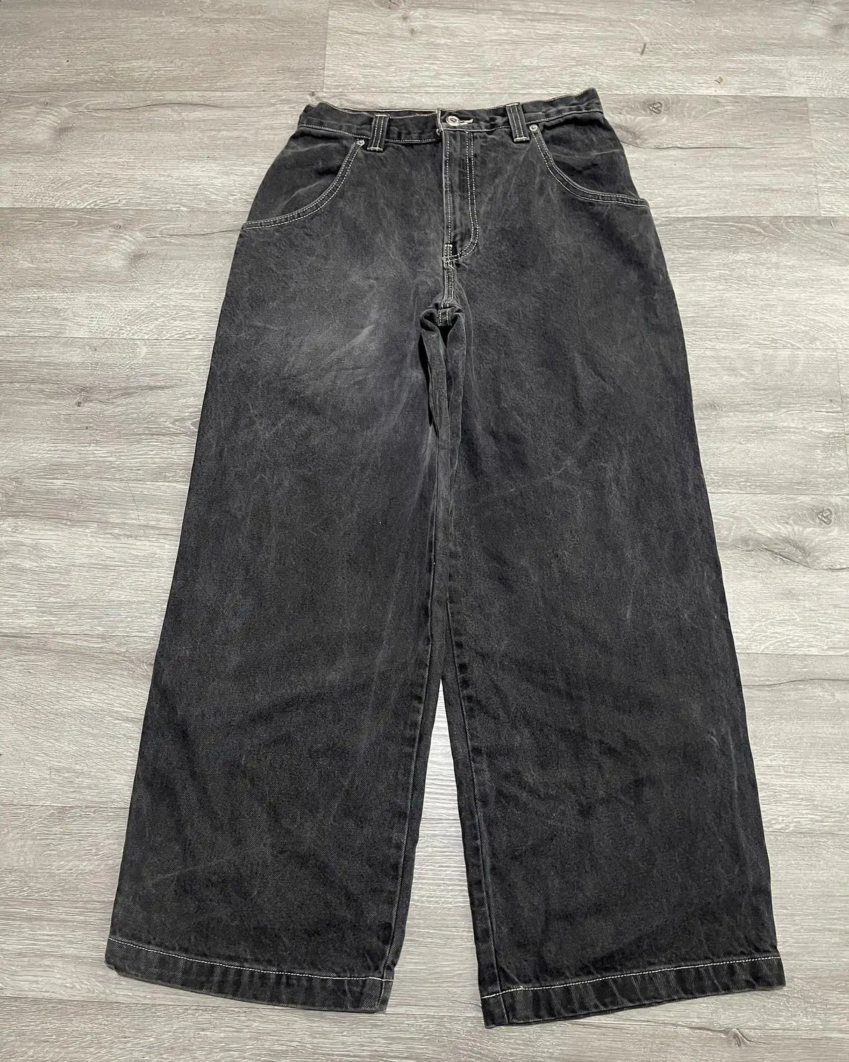 JNCO Jeans Y2K Mens Streetwear Harajuku Hip Hop Retro Skull Embroidered Baggy Jeans New Gothic High Waist Wide Leg Trousers