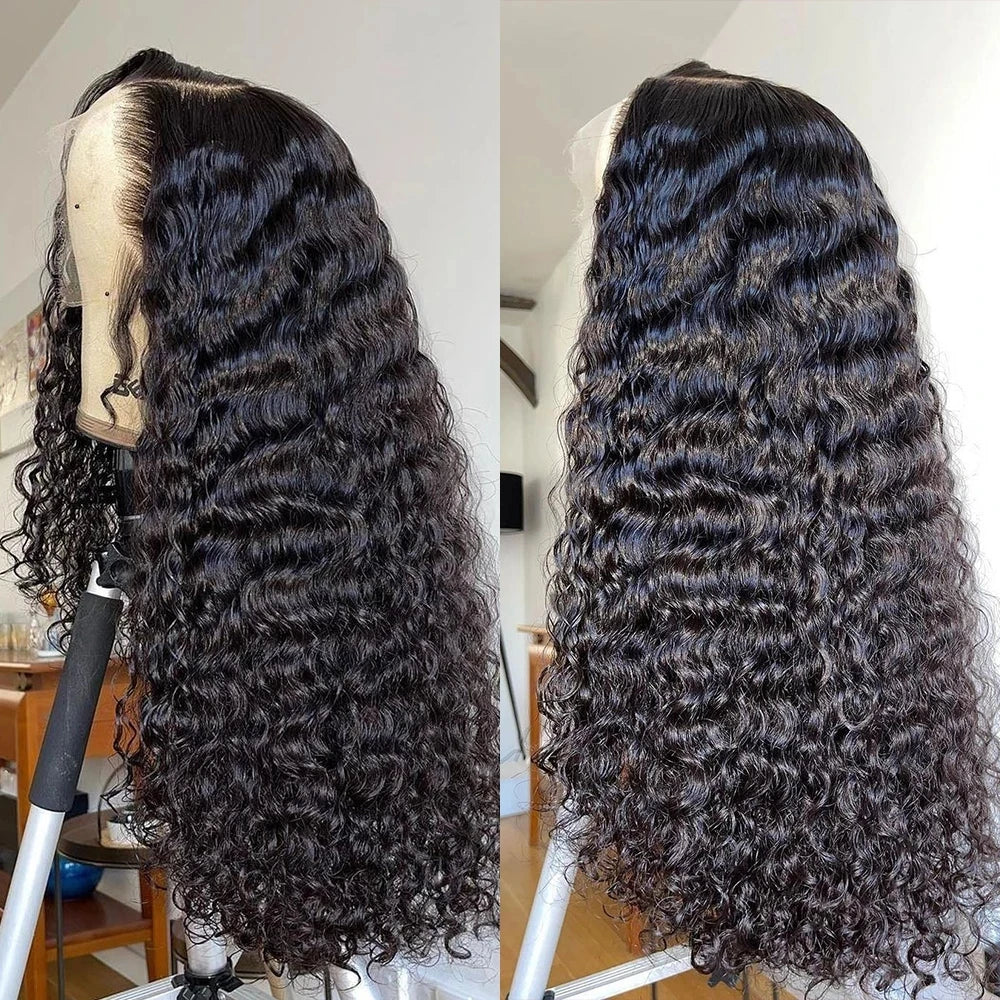 30Inch Deep Wave Transparent 13x4 13x6 Lace Frontal Human Hair Wigs 5x5 Glueless Wigs 4x4 Lace Wig Remy Deep Curly Front Wig