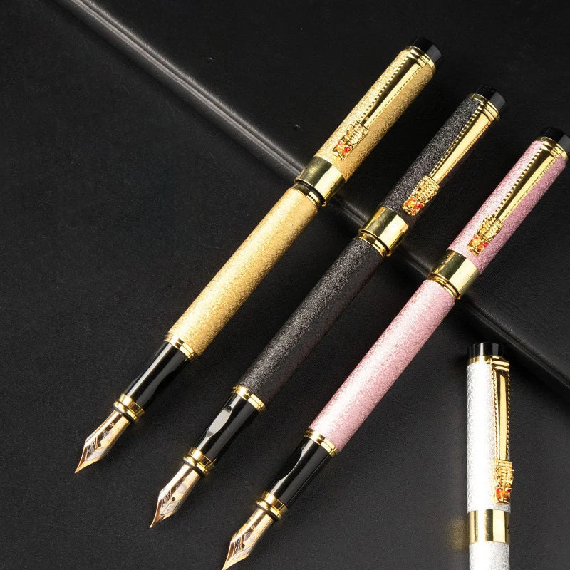 Engraving Custom Dragon Pen Luxury Office Supply School Kit Fountain Ink High Quality Personalized Black Metal Gift Set Writing