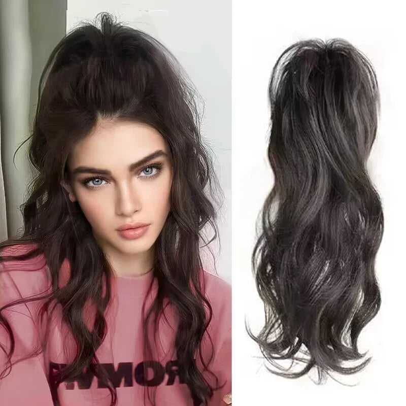 Aosiwig Synthetic Claw Ponytails Wig Long Pony Tail Extensions Natural Black Brown Curly Straight Fake False Hairpiece For Women