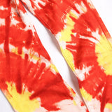 Men Tie Dye Stretch Denim Jeans Fashion Y2K Red Contrast Colored Painted Pants Slim Tapered Print Trousers