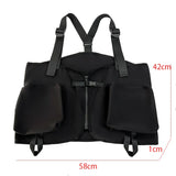 Reflective Streetwear Men Hip-Hop Chest Bag Anti theft Tactical Vest Bags Trendy Style Rectangle Casual Travel Backpack Black