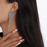 New Luxury Rhinestone Women's Earrings Tassel Crystal Hanging Earrings Wedding Shiny Statement Party Jewelry