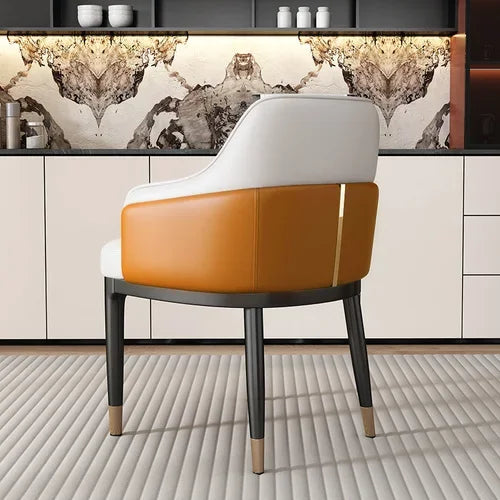 Italian Luxury Dining Chairs Leather Unique  Hotel Terrace Single Chair Minimalist Armrests Fauteuil Salon Living Room Furniture