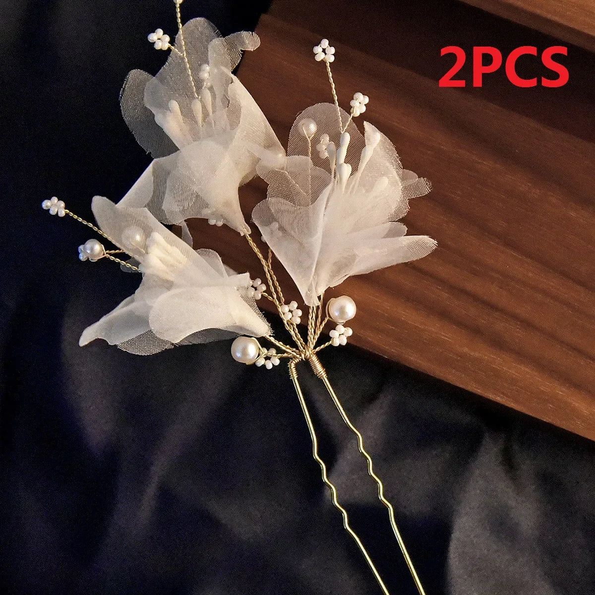 3PCS Flower Hairpin Bride Headdress For Women Pearl Mesh U-shaoped Hair Clips Fashion Girls Wedding Hair Accessories Jewelry