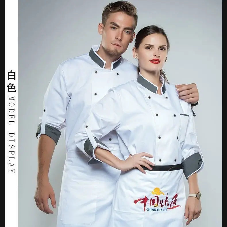 Adjustable Chef Jacket Long Sleeve Chef uniform men Unisex Cook Coat Restaurant Hotel Kitchen Wear Waiter work clothes Free Logo