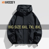 Men JacketTrench Coats Windbreaker Oversize 6XL 7XL 8XL Plus Size Waterproof Black Bomber Camping Hooded Loose Thin Softshell