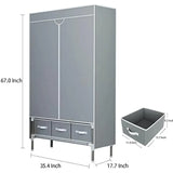 ASSICA Portable Clothes Closet Rolling Door Wardrobe with Hanging Rack Non-Woven Fabric Storage Organizer