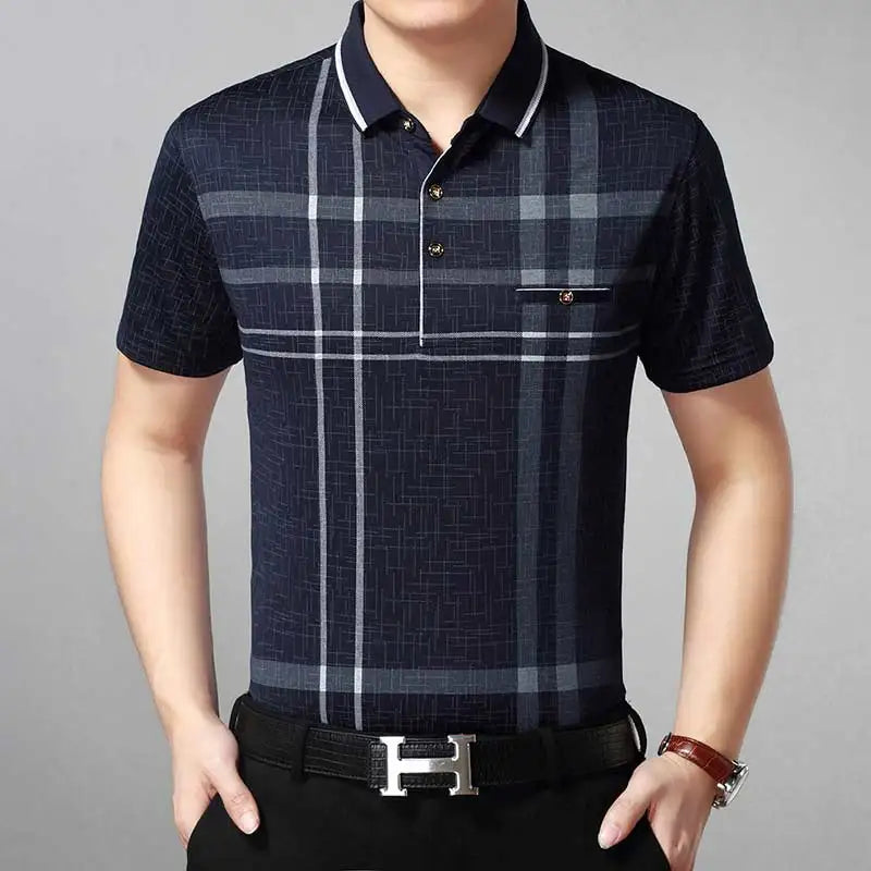 2022 Hot Real Pocket Bodybuilding Short Sleeve Polo Shirt Men Plaid Polos Summer Pol Tee Shirts Mens Dress Poloshirt Jersey 1398