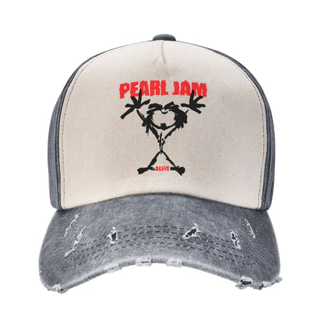 Baseball Cap Pearls Jam Rock Band Outfit for Men Women Vintage Distressed Denim Casquette Dad Hat