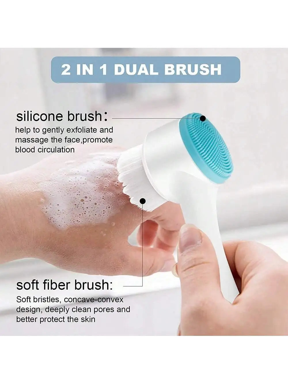 Facial Cleansing Brush, Dual-sided Silicone Pore Cleanser, Manual Foam Maker Soft Bristle Face Scrubber For Massage