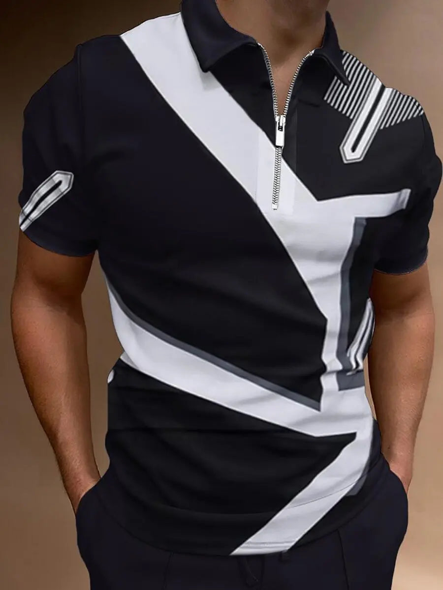 Summer new men's casual short-sleeved Polo shirt office sports stand collar T-shirt men's breathable Polo shirt men's clothing