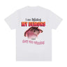 Funny I Am Fighting My Demons and The Are Winning Mouse Meme T-shirt Creative men Short Sleeve Plus Size Women T-shirts