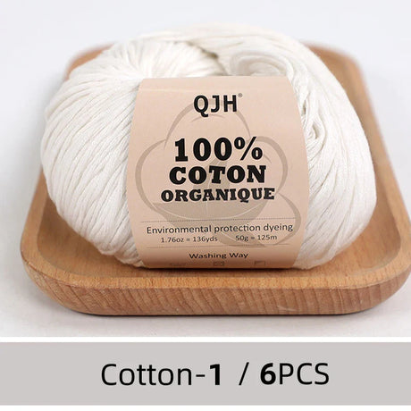 QJH 100% Cotton Yarn, Cotton Baby Sport Weight Yarn, Amigurumi Yarn, Summer Soft Yarn, Crochet/Knitting Yarn - 6 Pcs