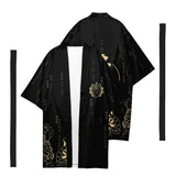 Men's Japanese Long Kimono Cardigan Men's Samurai Costume Kimono Fireworks Pattern Kimono Shirt Yukata Outer Cover