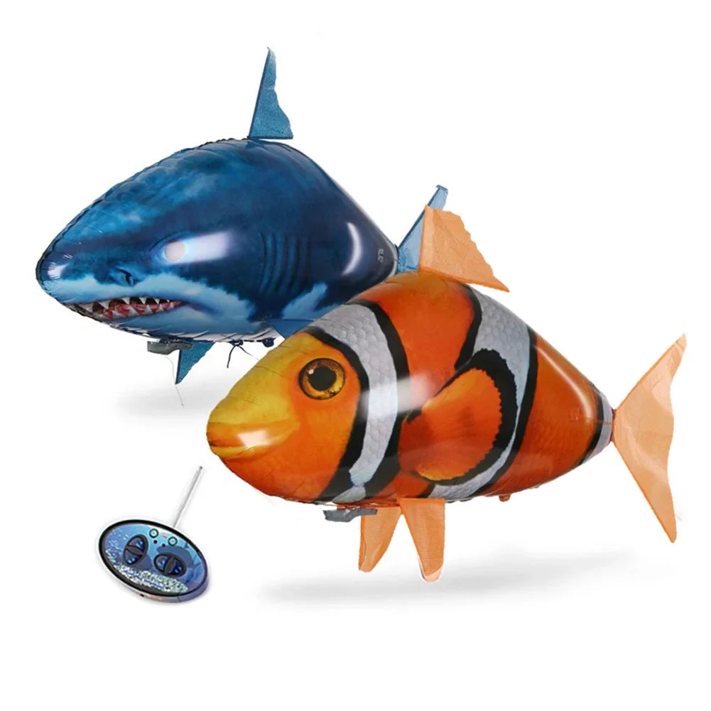 Remote Control Shark Toys Air Swimming RC Animal Infrared Fly Balloons Clown Fish Toy For Children Christmas Gifts Decoration