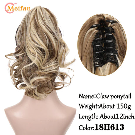 MEIFAN Long Synthetic Wavy Clip in Hair Ponytail Hair Wigs Extensions Style Claw Pony Tail Hairpiece for Women Cosplay Party