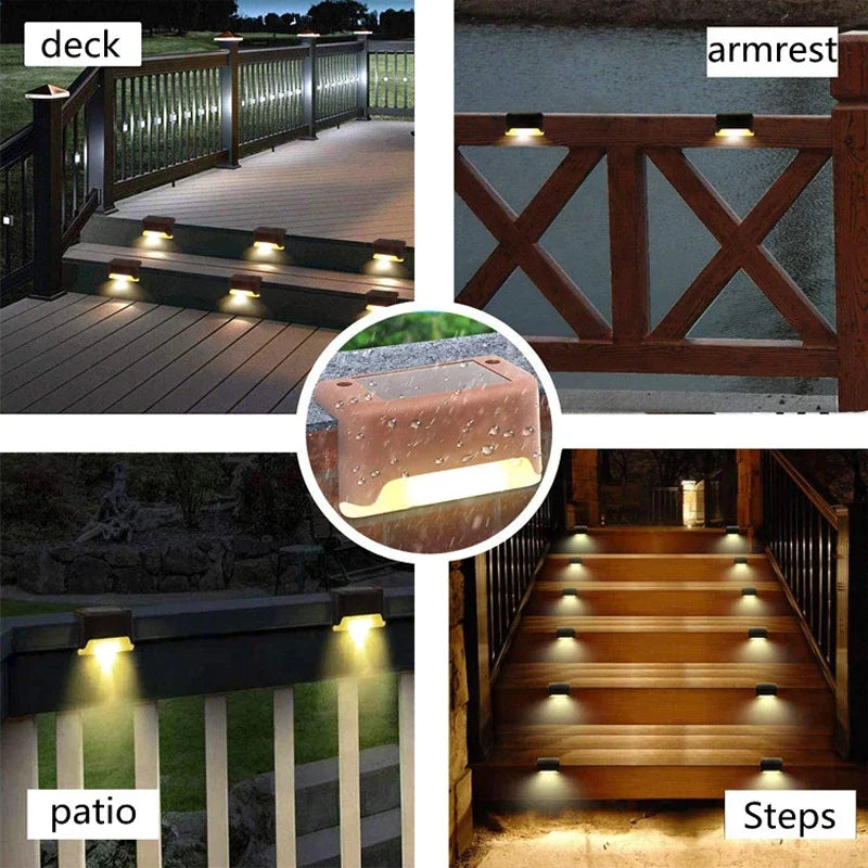 Solar Porch Lights Mini Staircase Waterproof Wall Light Courtyard Railing Fence Solar Convenient Wiring Free Wall Lamps Lighting