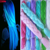 24 Inch Luminous Jumbo Braiding Hair Pre Stretched Afro Ombre Synthetic Hair Braid Extension For White Women Box Twist