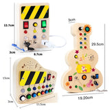 Children Busy Board Montessori Toys Wooden With Led Light Switch Control Board Parish Activities Sensory Games For 2-4 Years Old