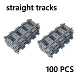 City Trains Track Rail Bricks Model straight curved soft Flexible Switch Uphill Tracks Railway  Building Blocks kids Toys