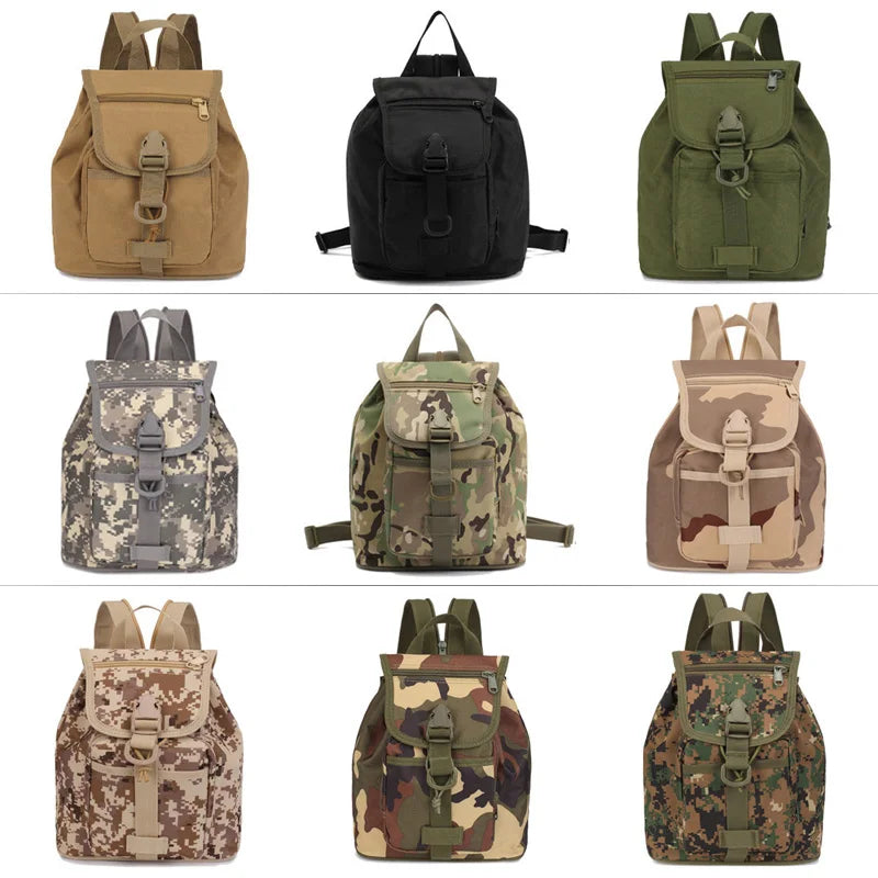 Tactical Backpack Mini Military Rucksack School Camo Backpack for Boys Girls Kids Drawstring Zipper Travel Rucksack Bag