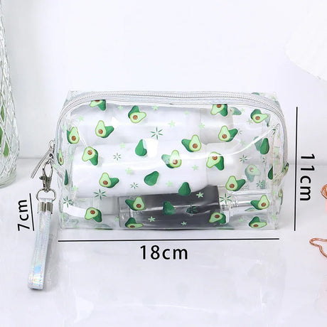 Strawberry Butterfly Fruit Print Clear Makeup Bag Fashion Transparent Travel Fashion Wash Storage Bags Women PVC Cosmetic Bag