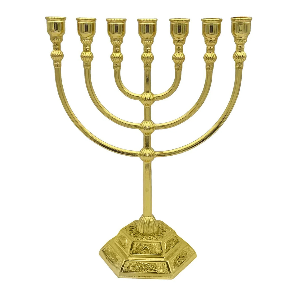 7 Branch Menorah Candle Holder Jerusalem Temple 12 Tribes of Israel Menorah 6.68/5.11-inch Height Antique Hanukkah Candle Stand