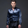 Mens Satin Silk Dress Shirt Long Sleeve Slim Business Formal Casual Tops Classic