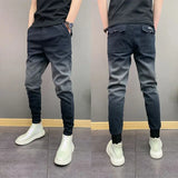 New Arrival Luxury Designer Korean Men's Elastic Waist Jeans Casual Denim Pants Tapered Legs and Gradient Hip-hop Baggy Pants