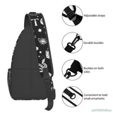 Gothic Skull Cat Moon Pattern Sling Bag Women Crossbody Chest Backpack Hiking Daypack Men Travel Casual Rideing Outdoor Beach