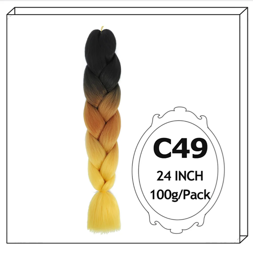 24Inch Synthetic Long Jumbo Ombre Braiding Hair For Women Colorful Braids 100g Rainbow Hair Gray Black Orange Red Yellow Blue