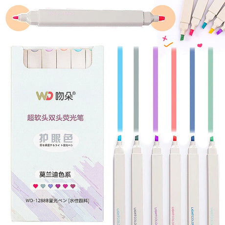 Highlighters Pastel Pen Set Colored Markers Colors Kawaii Cute for Kids Stationery Aesthetic Office School Supplies