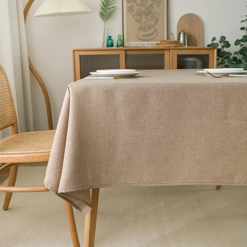 Faux Linen Tablecloths Rectangle Washable Table Cloths Wrinkle Stain Resistant Table Cover Cloth for Kitchen Dining Room JAF040