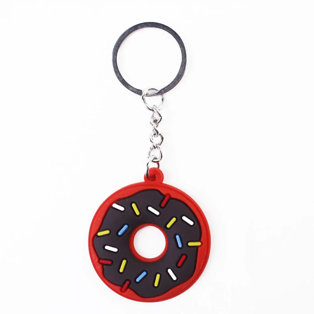 Creative Sweet Donut Keychain Party Favors Kids Food Pendant Keyrings Bagpack Ornaments Accessories Christmas New Year Gifts